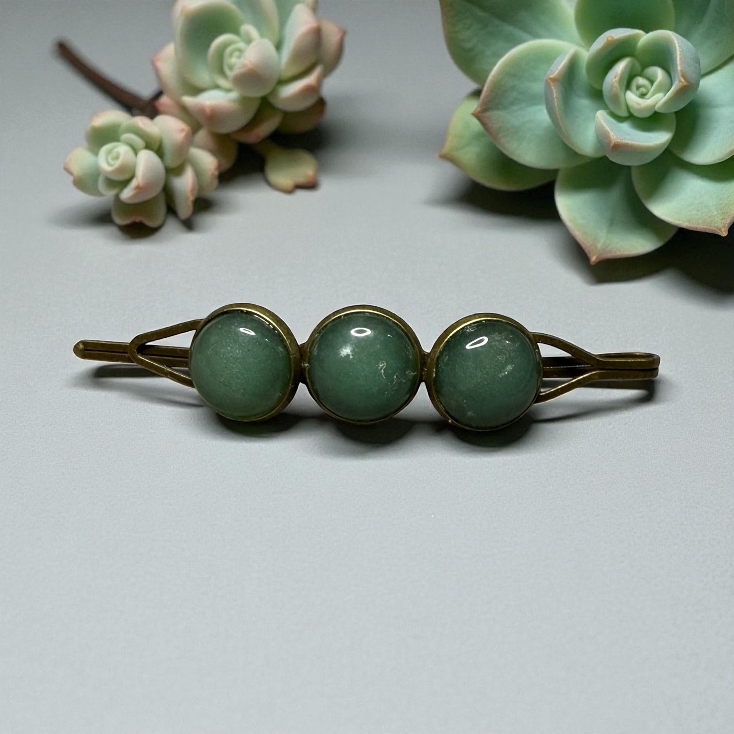 Brass and Gemstone Hair Pins