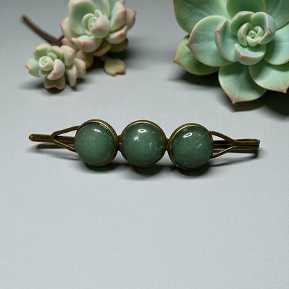 Brass and Gemstone Hair Pins