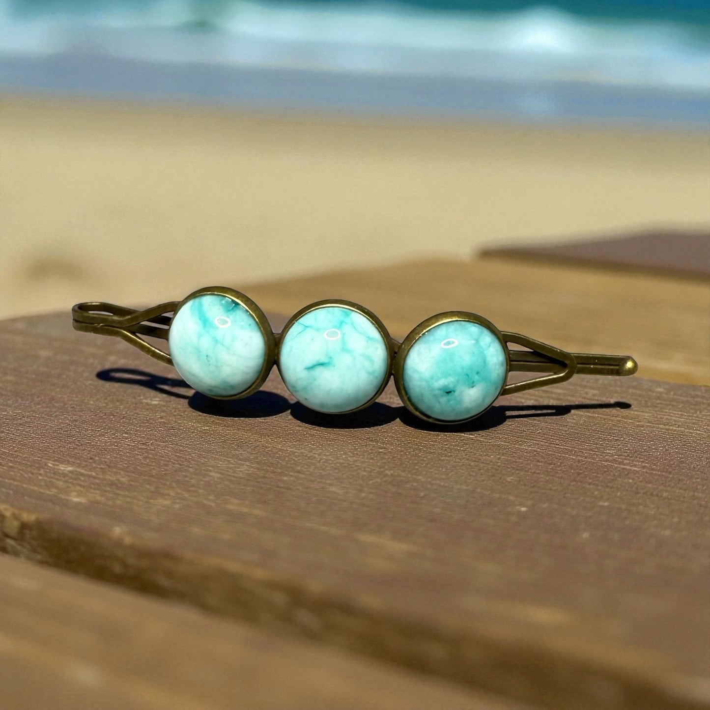 Brass and Gemstone Hair Pins