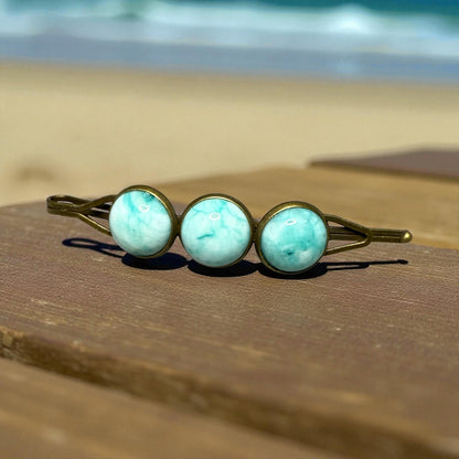 Brass and Gemstone Hair Pins