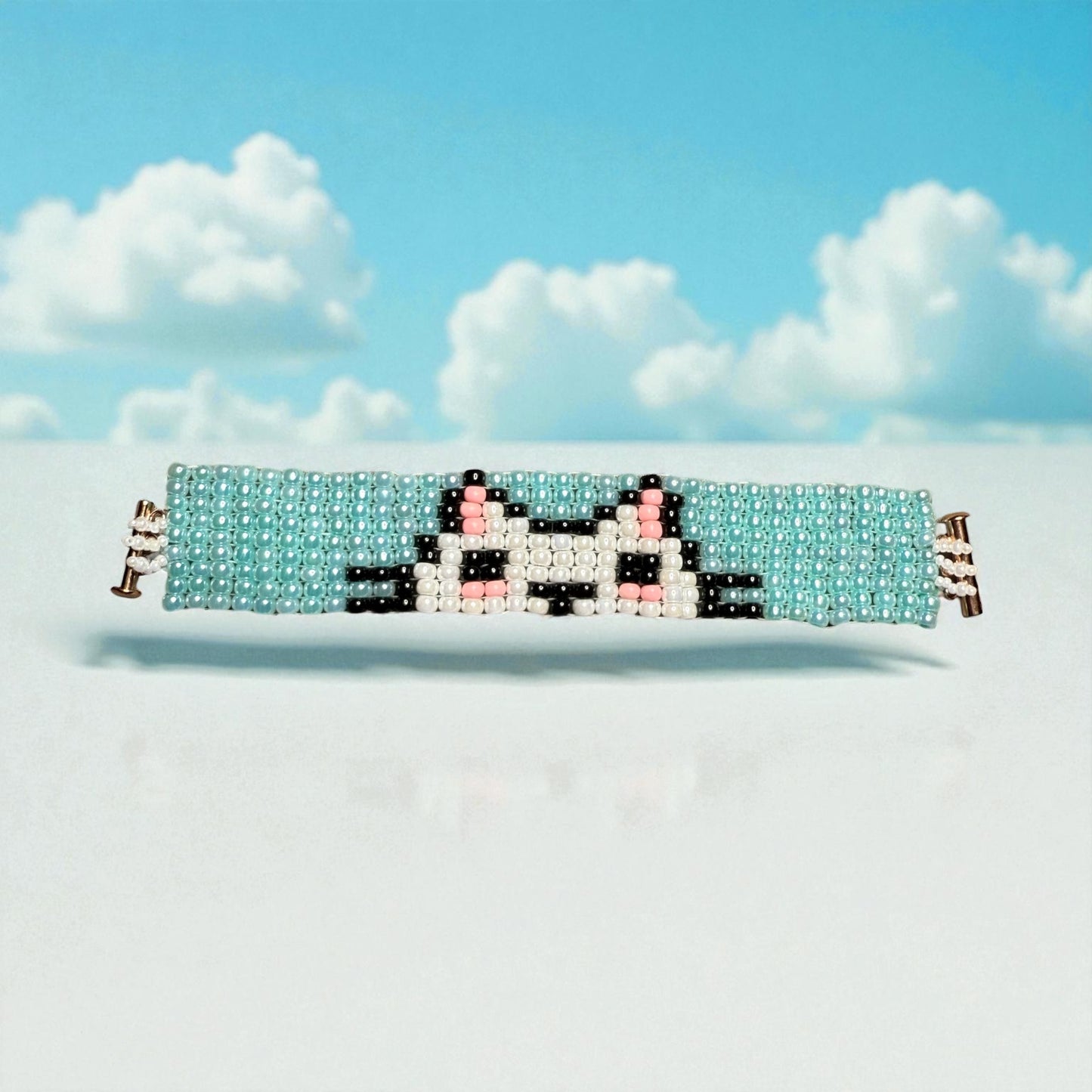 Beaded Glass Kitty Bracelet