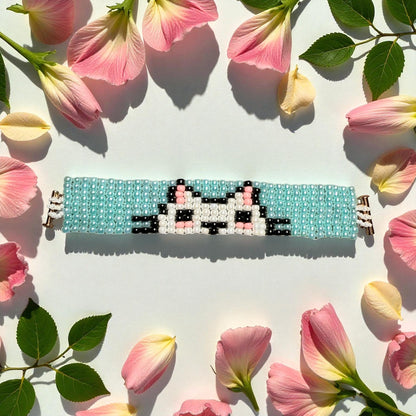 Beaded Glass Kitty Bracelet