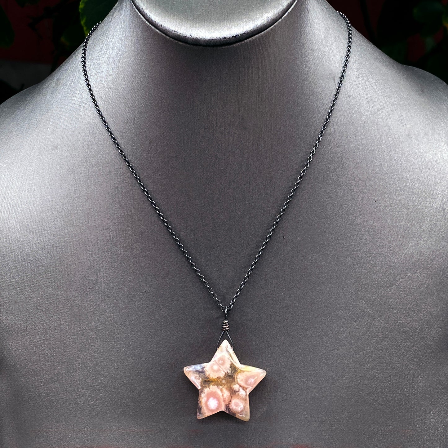 Flower Agate Star pendant Necklace