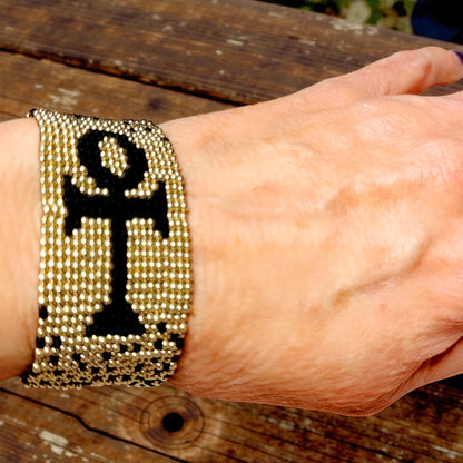 Glass Seed Bead Ankh Bracelet