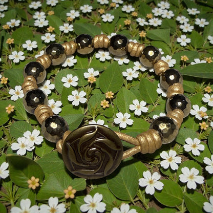 Pyrite Gemstone  and Leather Hand knotted Bracelet