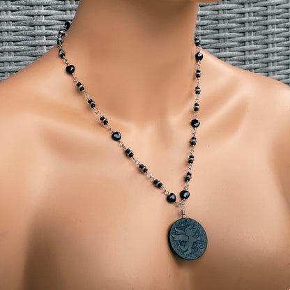Cupid Angel Carved Shungite Necklace