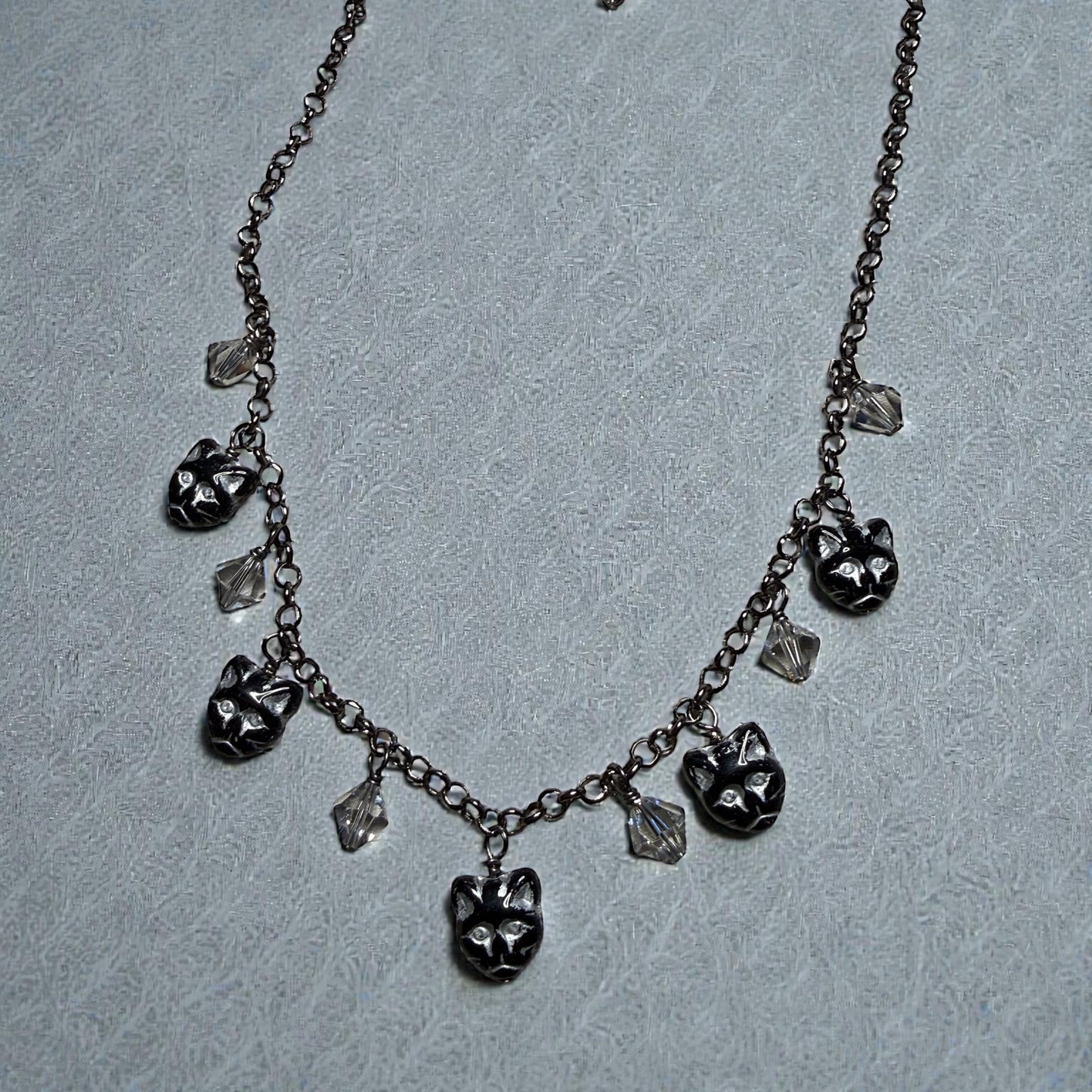 Glass beaded Kitty Cat Necklace