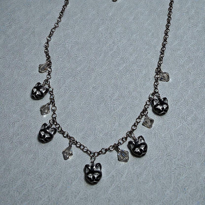 Glass beaded Kitty Cat Necklace