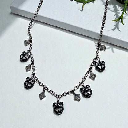 Glass beaded Kitty Cat Necklace