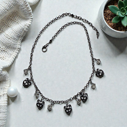 Glass beaded Kitty Cat Necklace