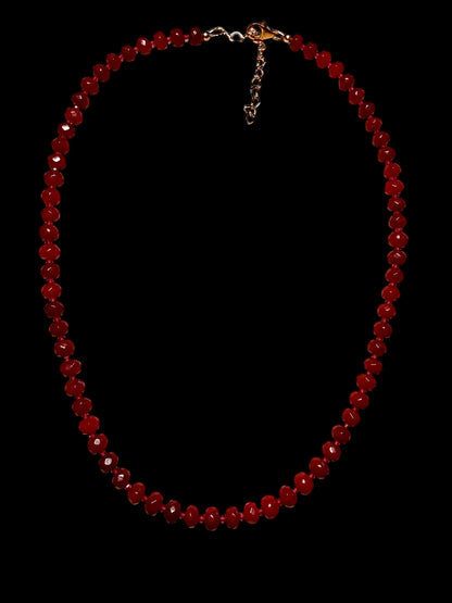 Red Jade and Red Spinel Candy shaped Necklace