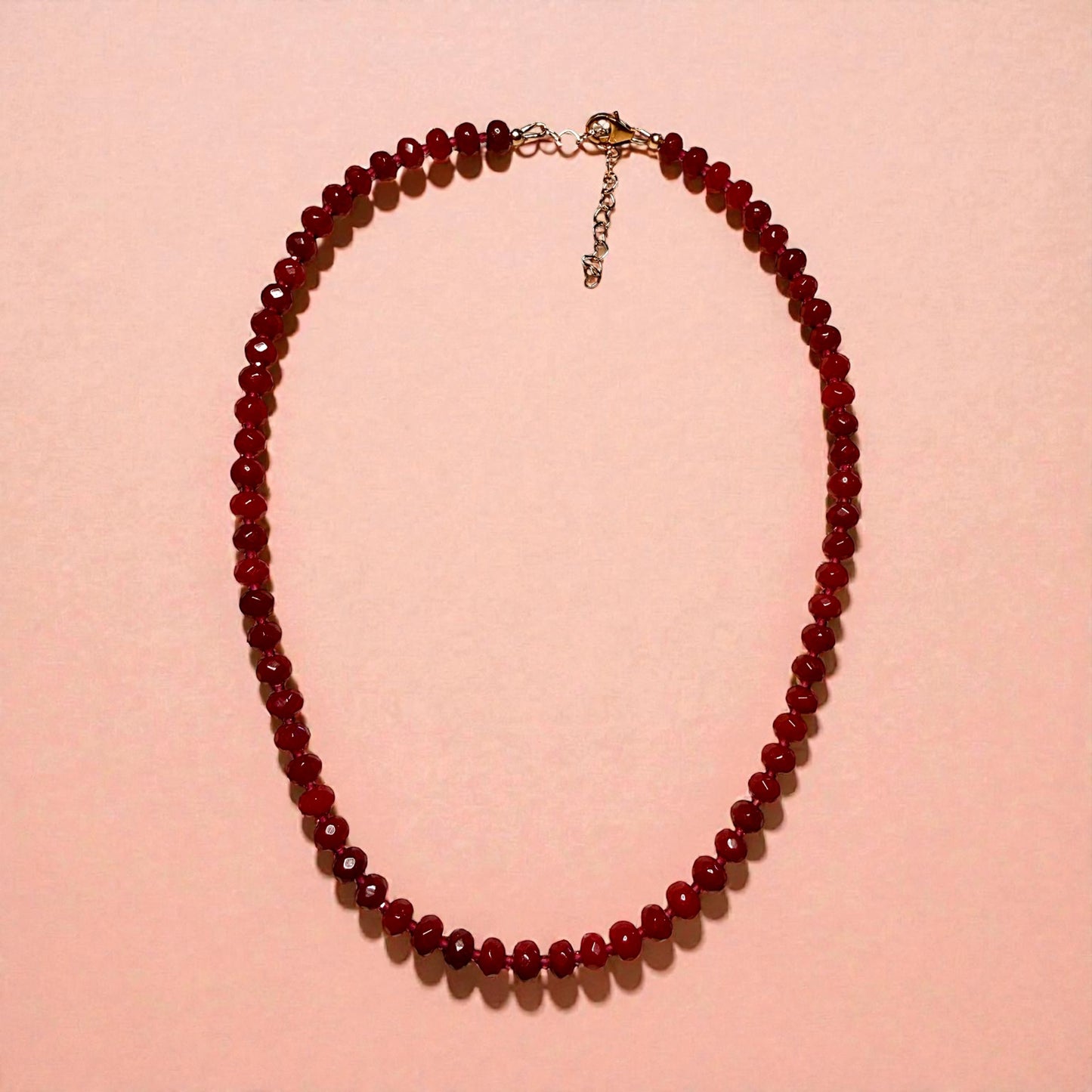 Red Jade and Red Spinel Candy shaped Necklace