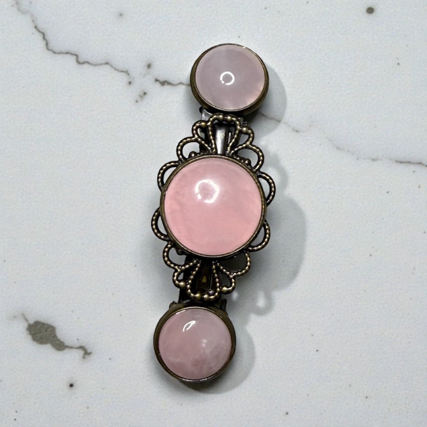 Rose Quartz French Barrette