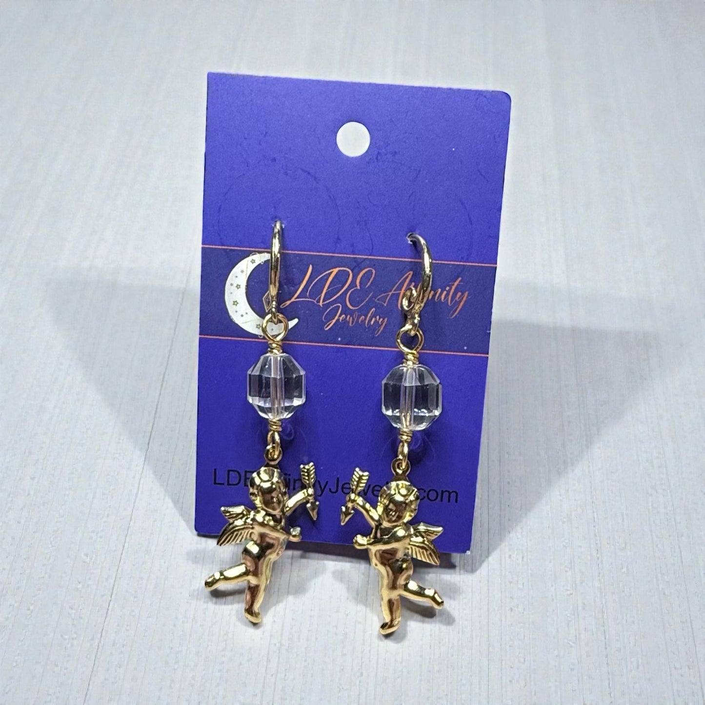Cupid with Quartz Earrings