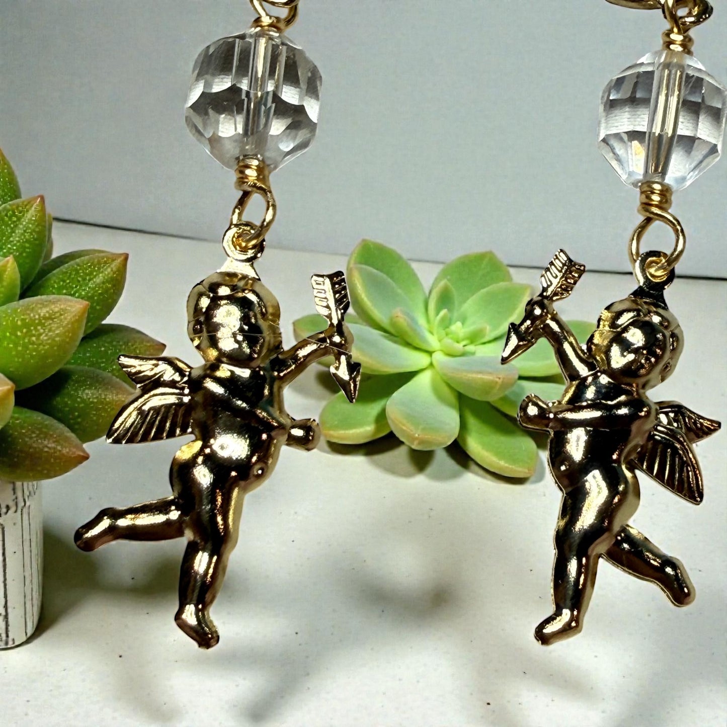 Cupid with Quartz Earrings