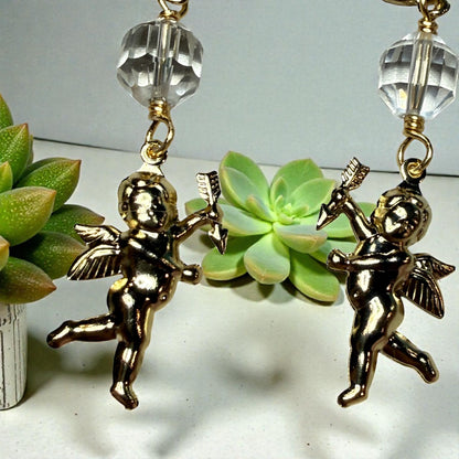 Cupid with Quartz Earrings