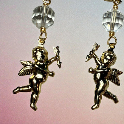 Cupid with Quartz Earrings