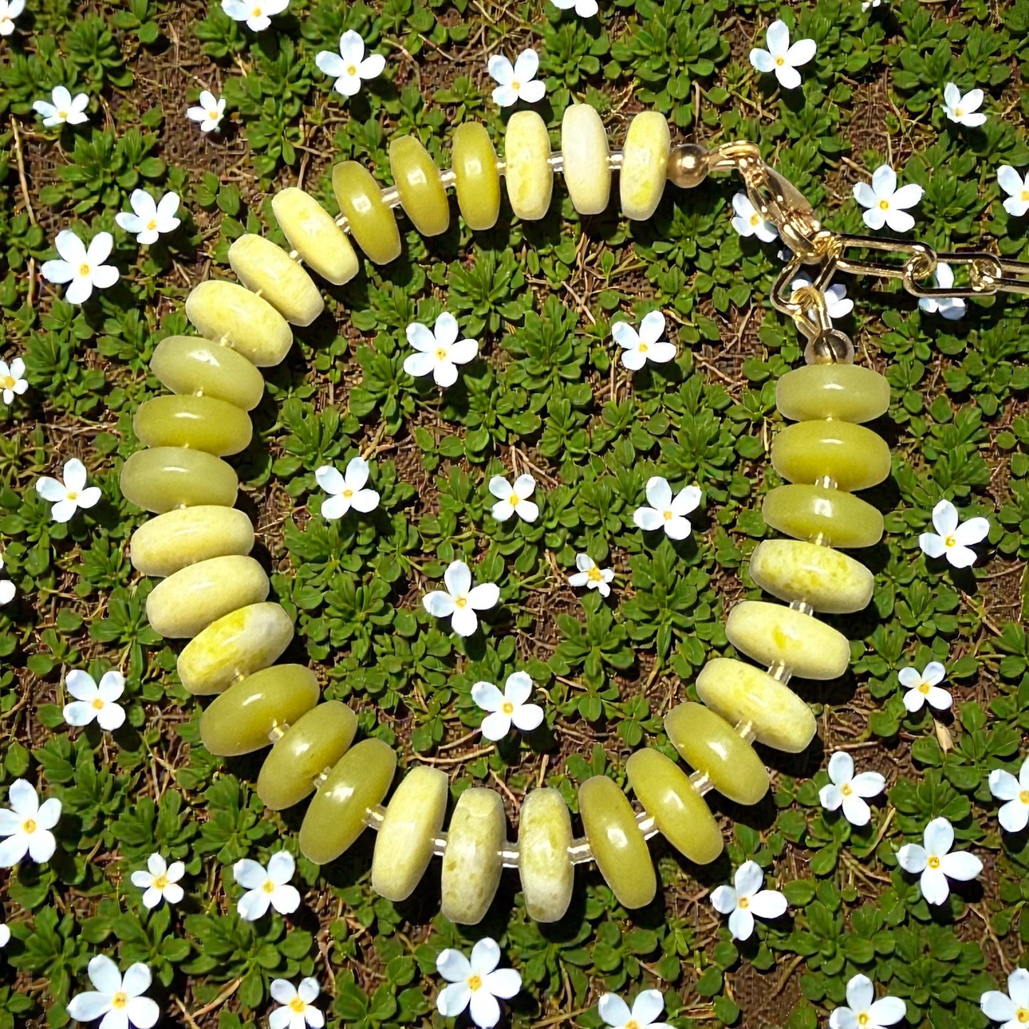 Yellow Jade Gemstone Candy Style Gold Fill Clasp Bracelet