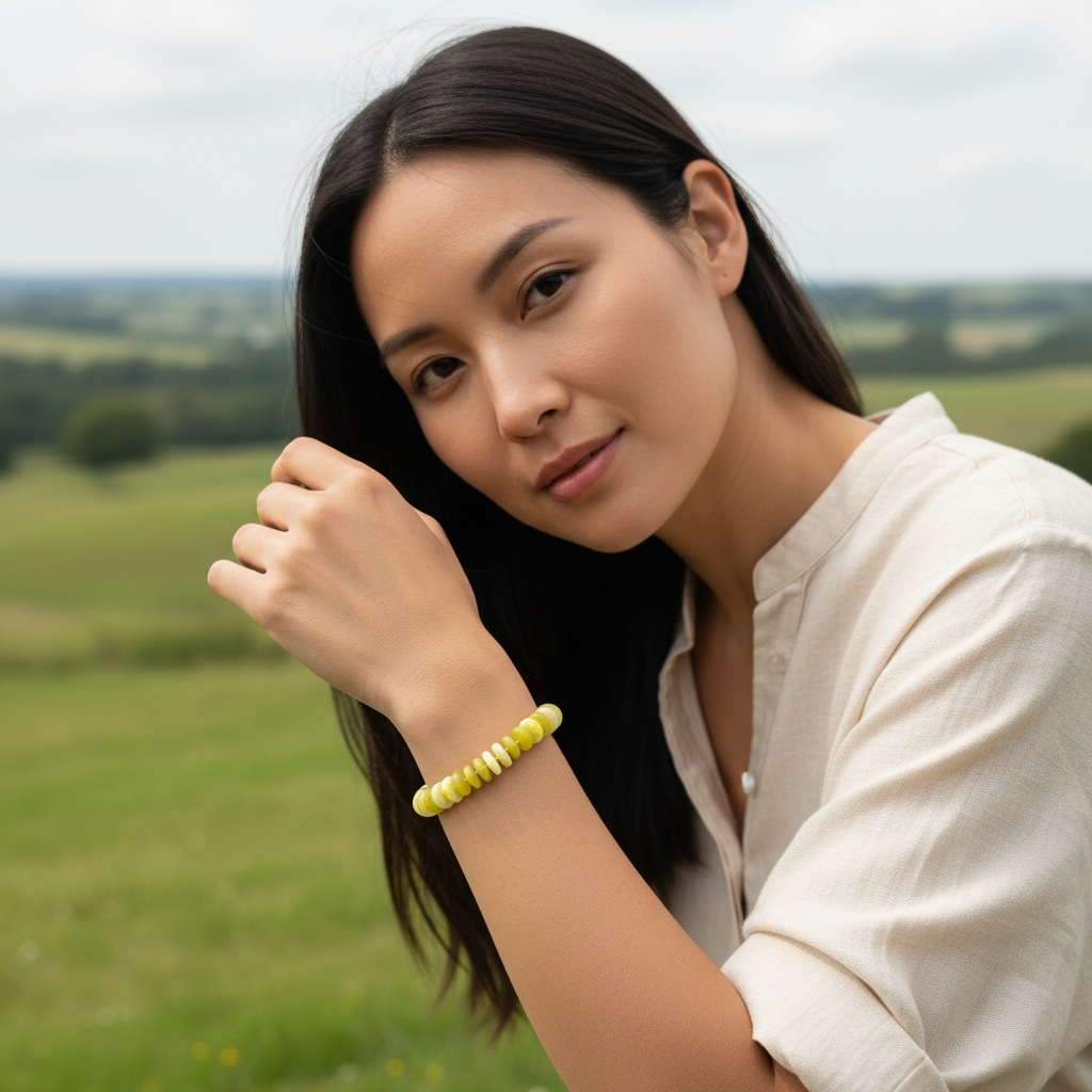 Yellow Jade Gemstone Candy Style Gold Fill Clasp Bracelet