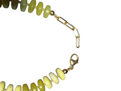 Yellow Jade Gemstone Candy Style Gold Fill Clasp Bracelet