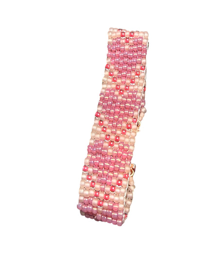 Pink Glass Beaded Heart bracelet