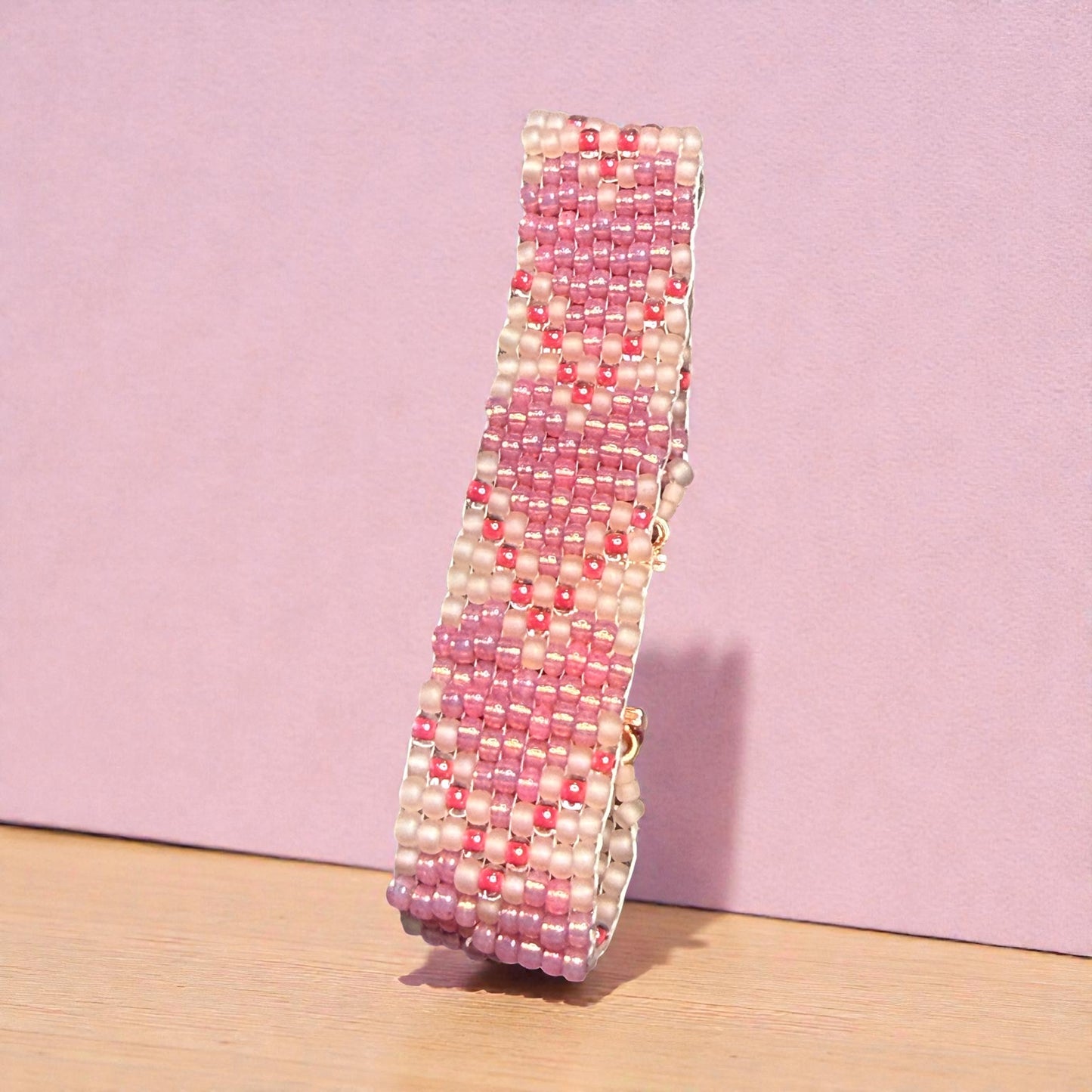 Pink Glass Beaded Heart bracelet
