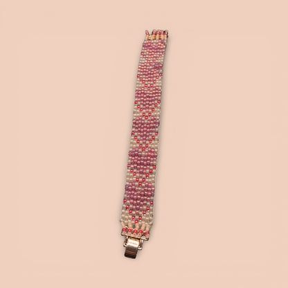 Pink Glass Beaded Heart bracelet