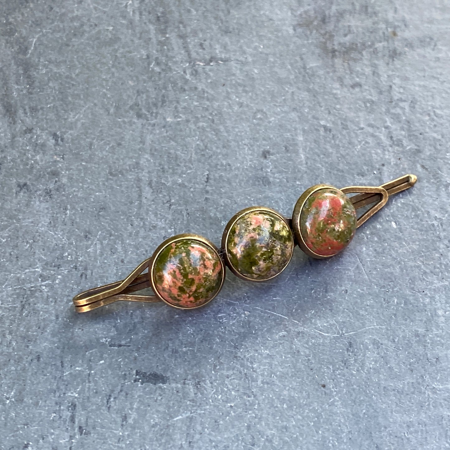 Brass and Gemstone Hair Pins