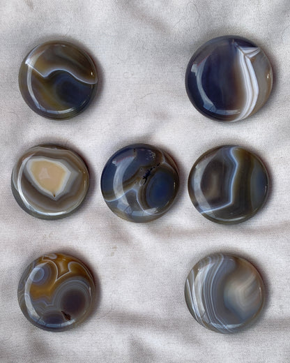 Natural Brazilian Gray Banded Agate Palm Stone