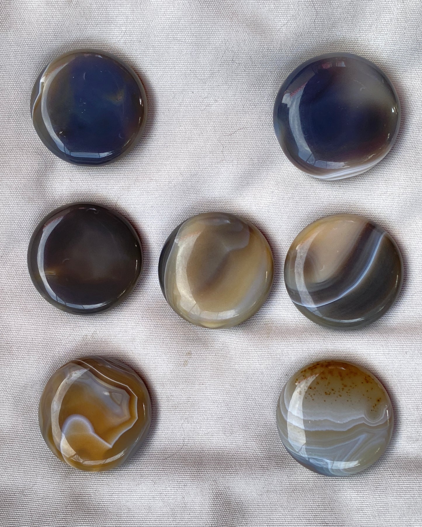 Natural Brazilian Gray Banded Agate Palm Stone