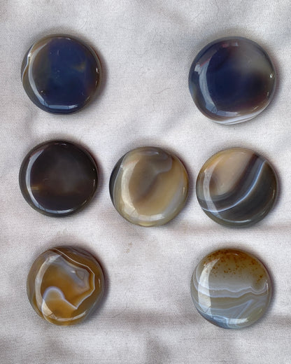 Natural Brazilian Gray Banded Agate Palm Stone