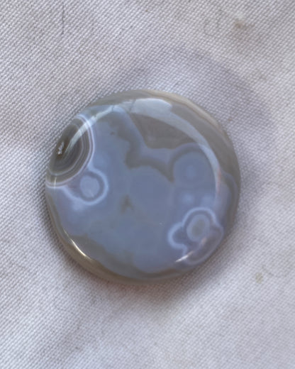 Natural Brazilian Gray Banded Agate Palm Stone