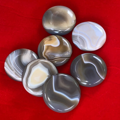 Natural Brazilian Gray Banded Agate Palm Stone
