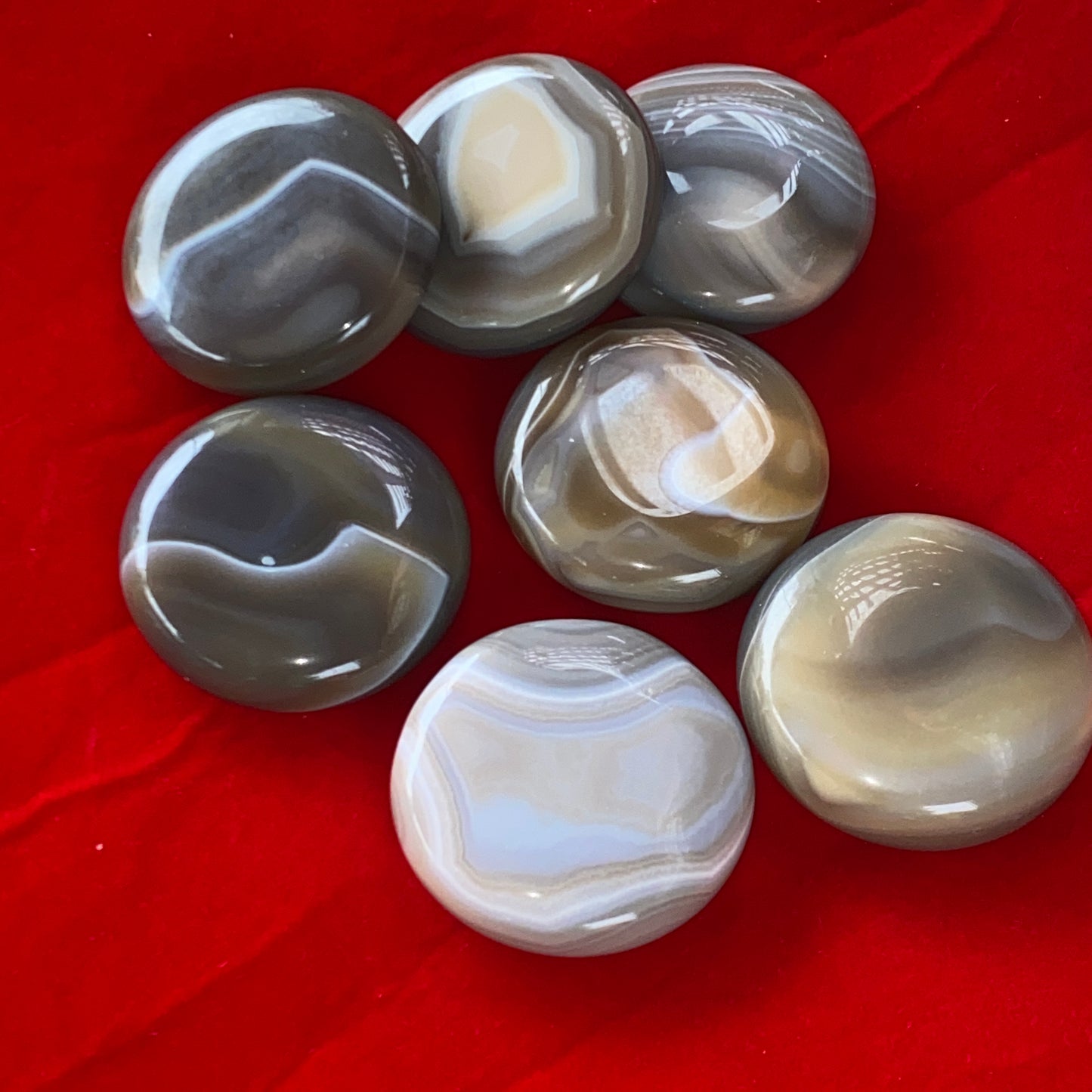 Natural Brazilian Gray Banded Agate Palm Stone