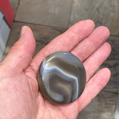Natural Brazilian Gray Banded Agate Palm Stone