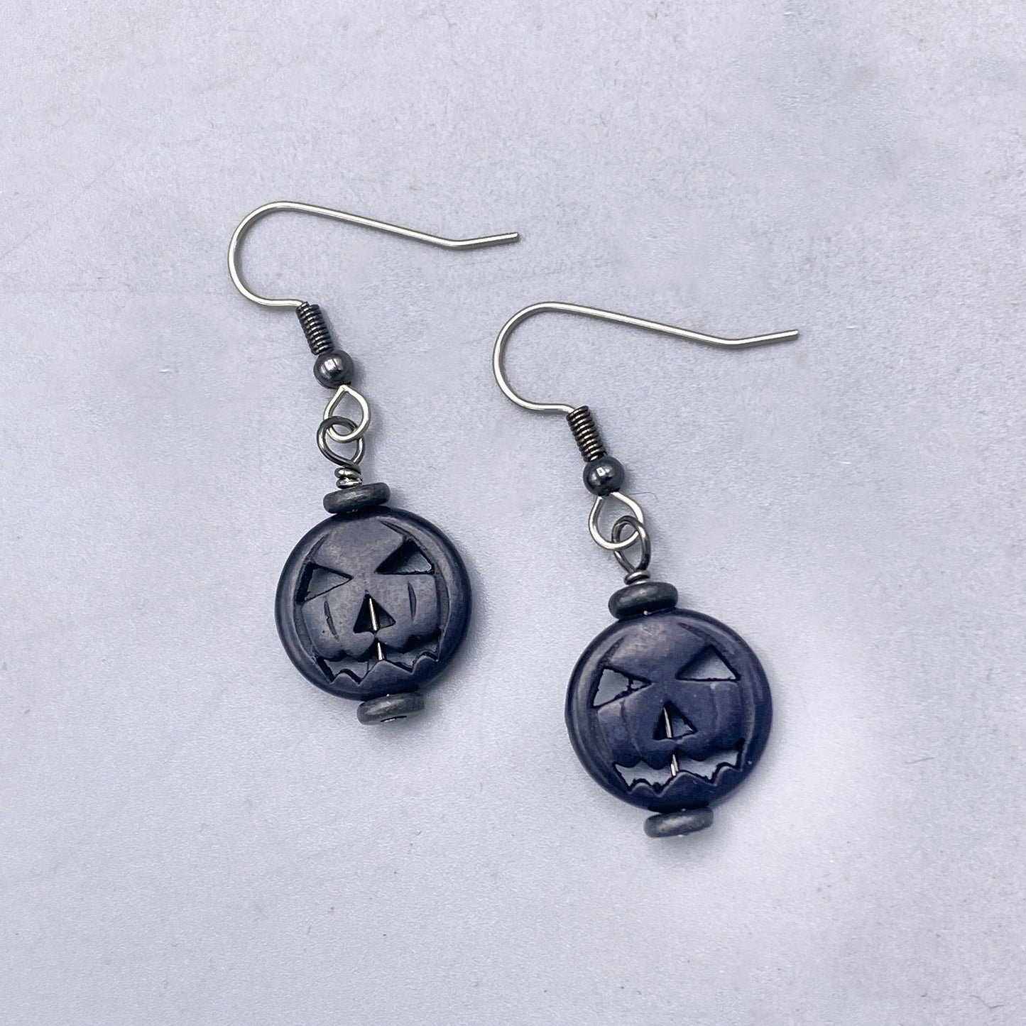 Howlite Jack-O-Lantern Earrings