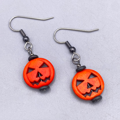 Howlite Jack-O-Lantern Earrings