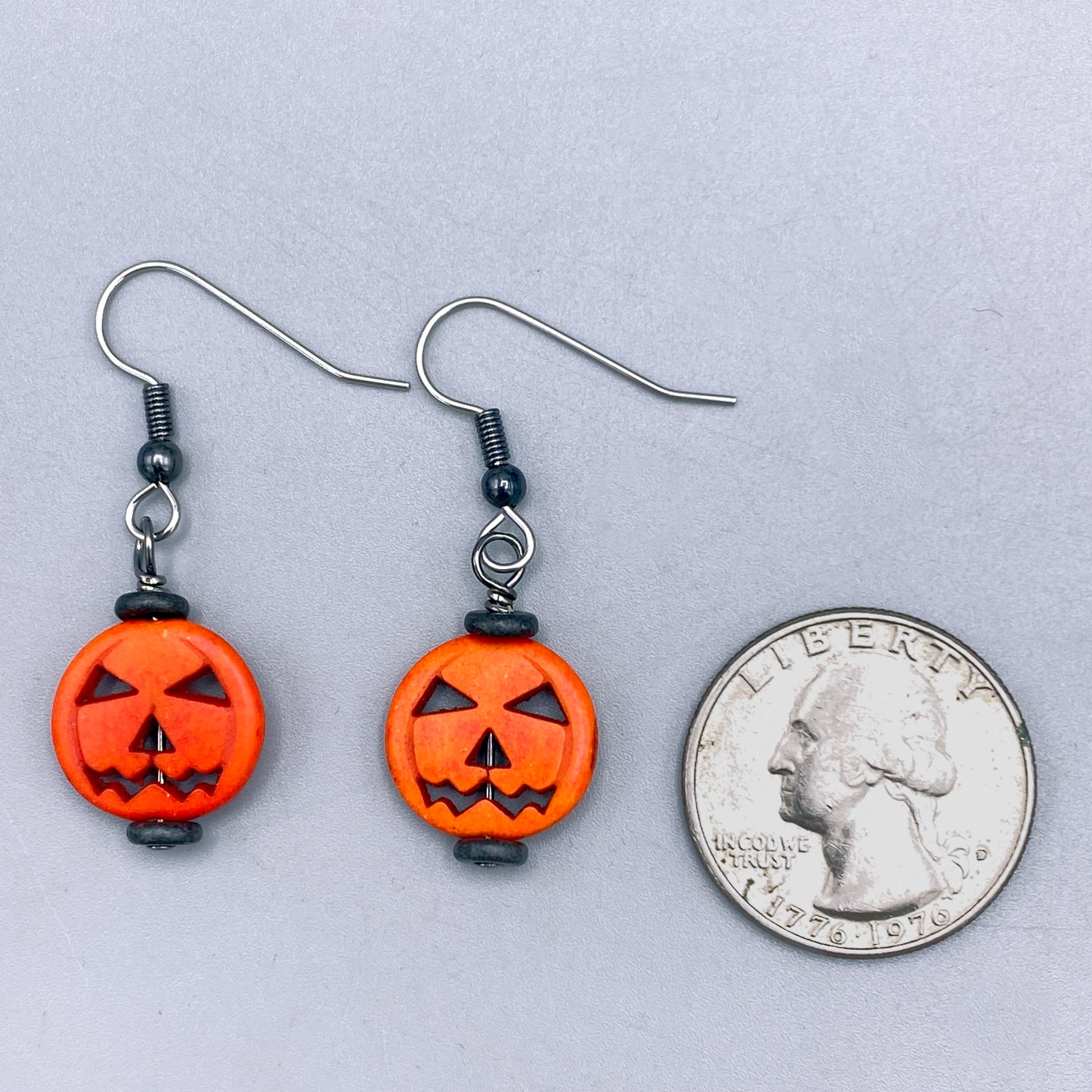 Howlite Jack-O-Lantern Earrings