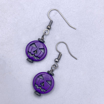 Howlite Jack-O-Lantern Earrings