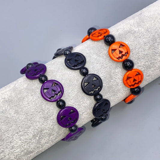 Jack-o’-lantern gemstone stretch bracelets