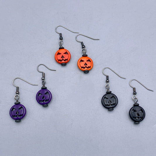 Howlite Jack-O-Lantern Earrings