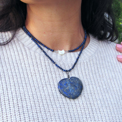 Lapis Lazuli gemstone heart pendant necklace