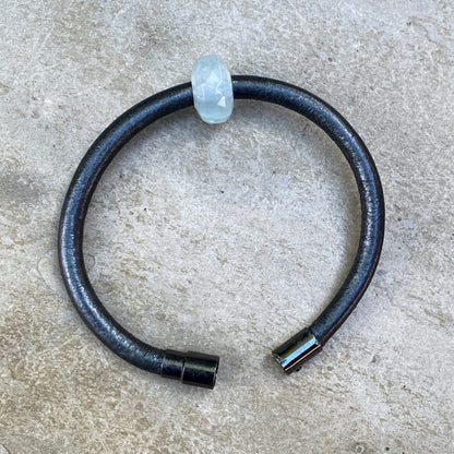 Aquamarine Leather bracelet