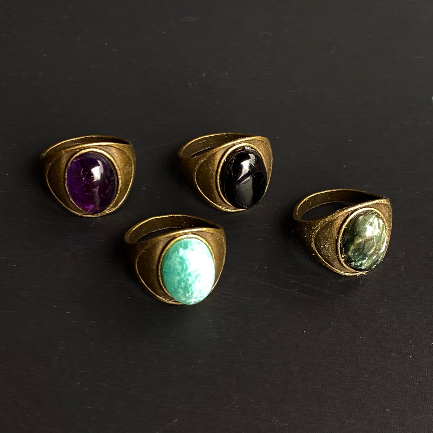 Gemstone Brass Rings