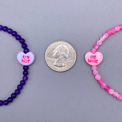 Small Candy Heart Valentine's Phrase Bracelets