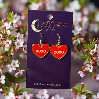 Conversation Valentine Heart Dangle Earrings
