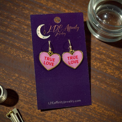 Conversation Valentine Heart Dangle Earrings