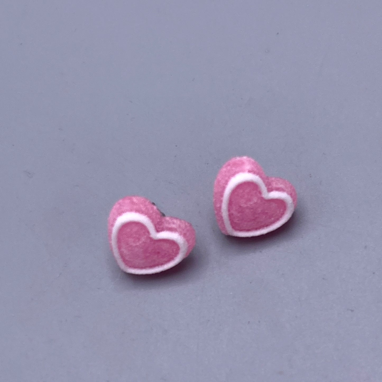 Frosted Candy Heart Stud Earrings