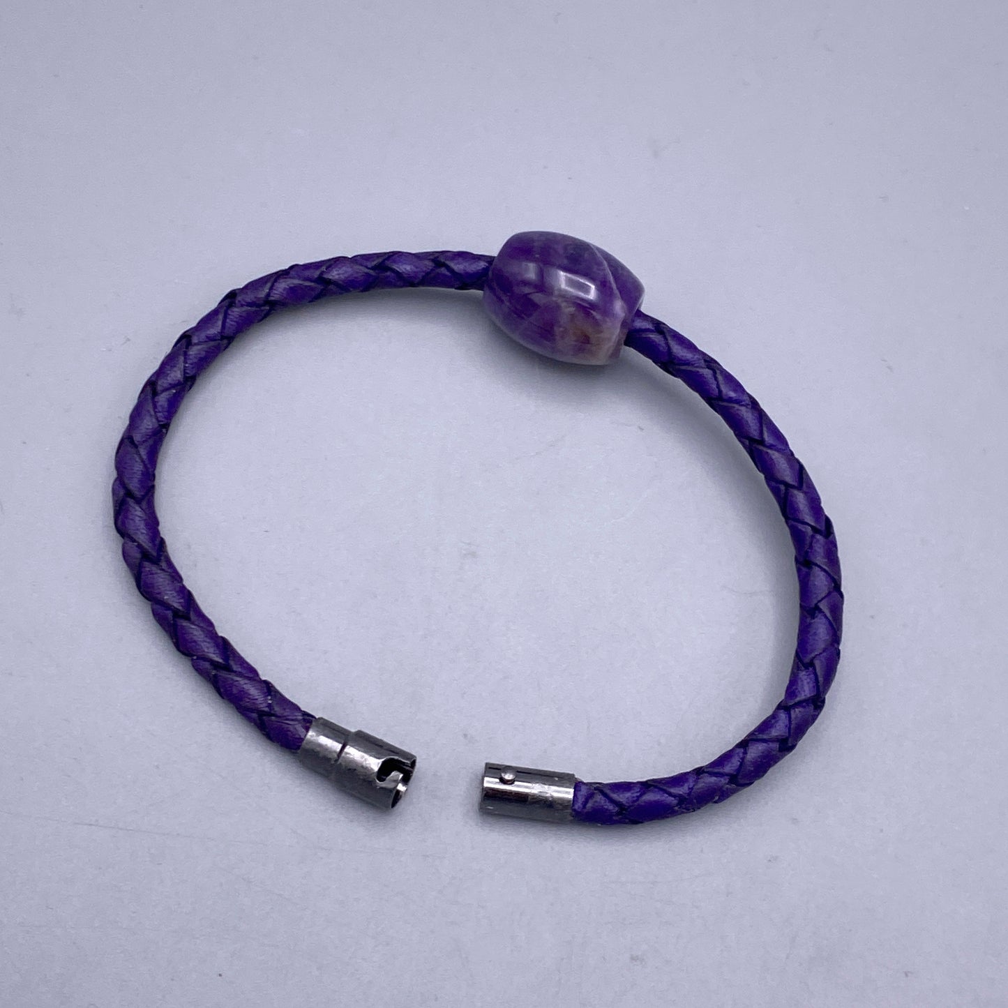 Amethyst Leather Bracelets with Magnetic Clasp