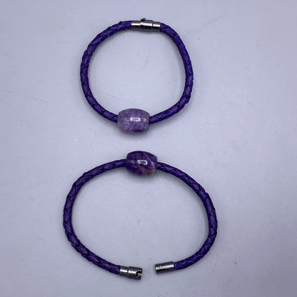 Amethyst Leather Bracelets with Magnetic Clasp